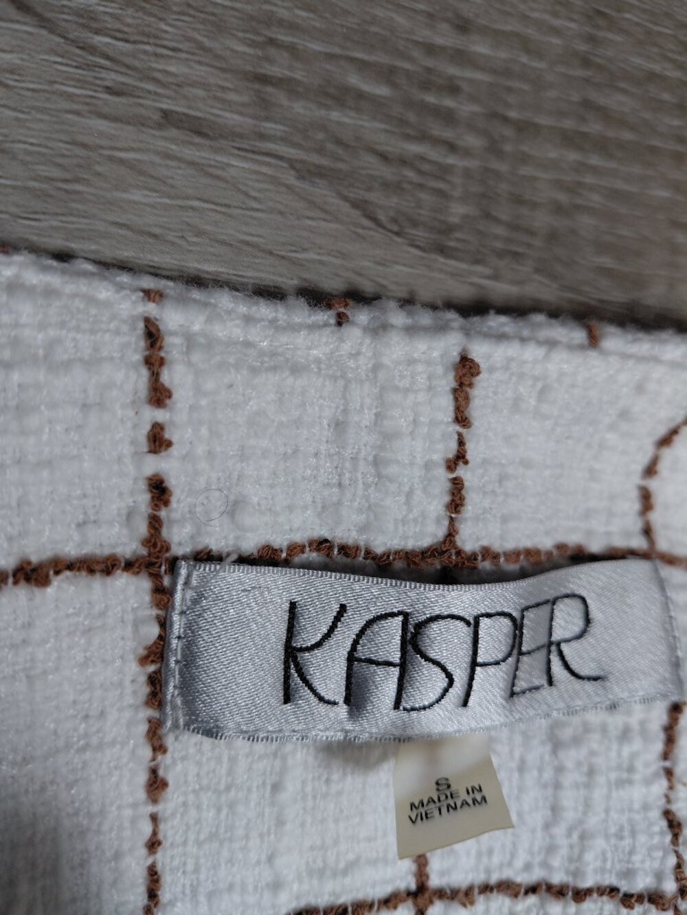 Kasper Brown & White Tweed Mid Length Jacket Blazer Size Small